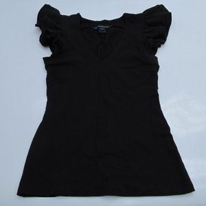 French Connection Black Ruffle Sleeve Top T Shirt